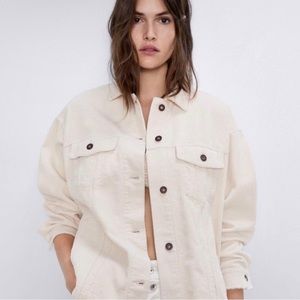 Zara corduroy oversize jacket off-white